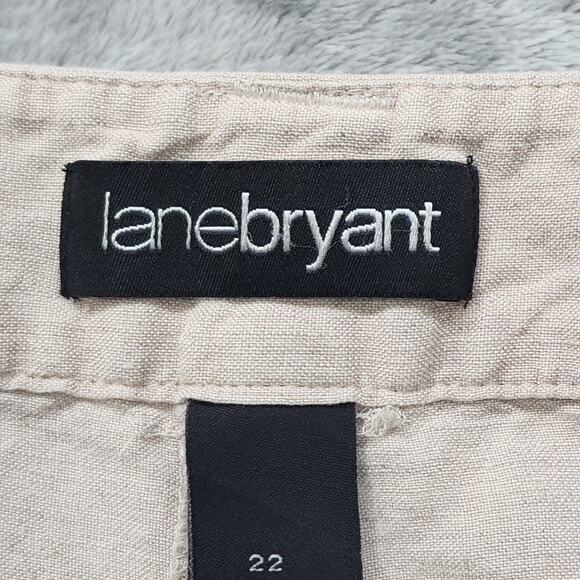 Lane Bryant Pants Womens 22 Tan Khaki Linen Blend High Rise Capri Office Preppy - Picture 4 of 11